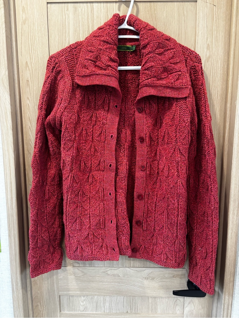 Oilily Wool Cardigan Sweater Red Size S Fisherman Coastal Nordic Cottagecore